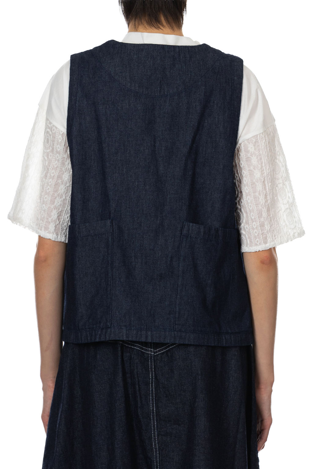 Tigre Brocante - 6oz Denim Qipao Round Vest - Indigo