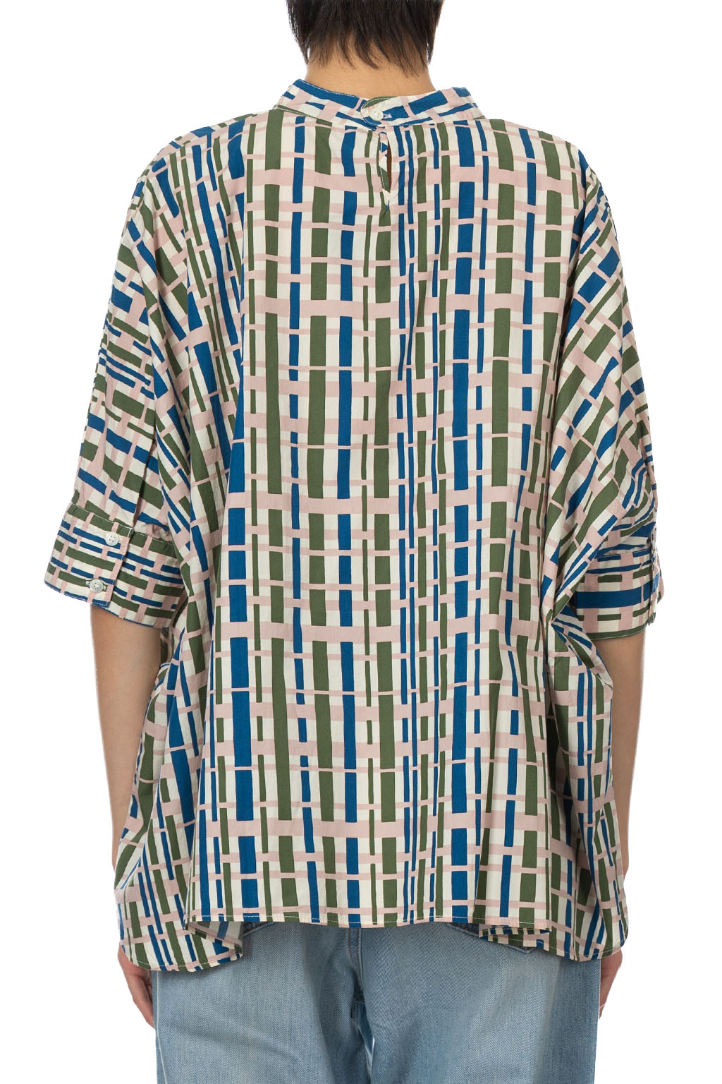 Tigre Brocante - Bamboo Check Broad Back Open Shirt - Pink