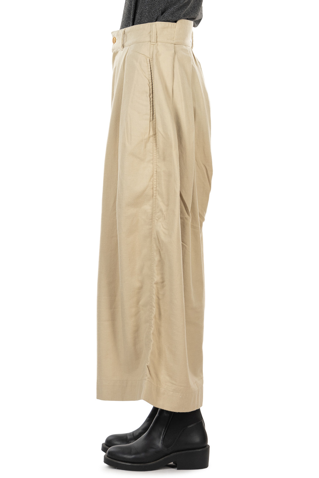 Tigre Brocante - Biella Flannel Twill Hakama Pants - Beige