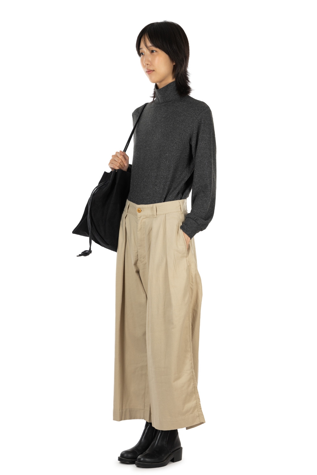Tigre Brocante - Biella Flannel Twill Hakama Pants - Beige