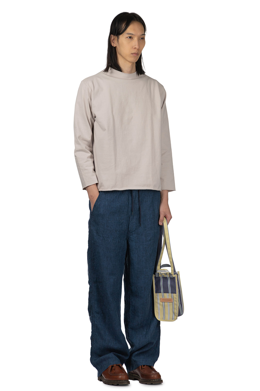 Tigre Brocante - Bottoll Neck 3/4 sleeve T-Shirt - Oyster
