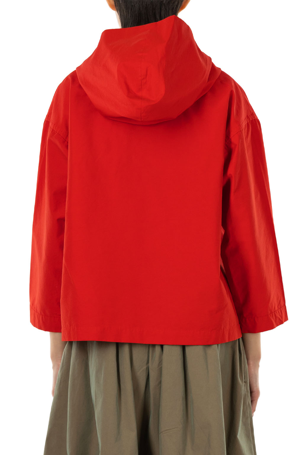 Tigre Brocante - Cotton Nylon Light Fold-Up Hooded Shirt - Red