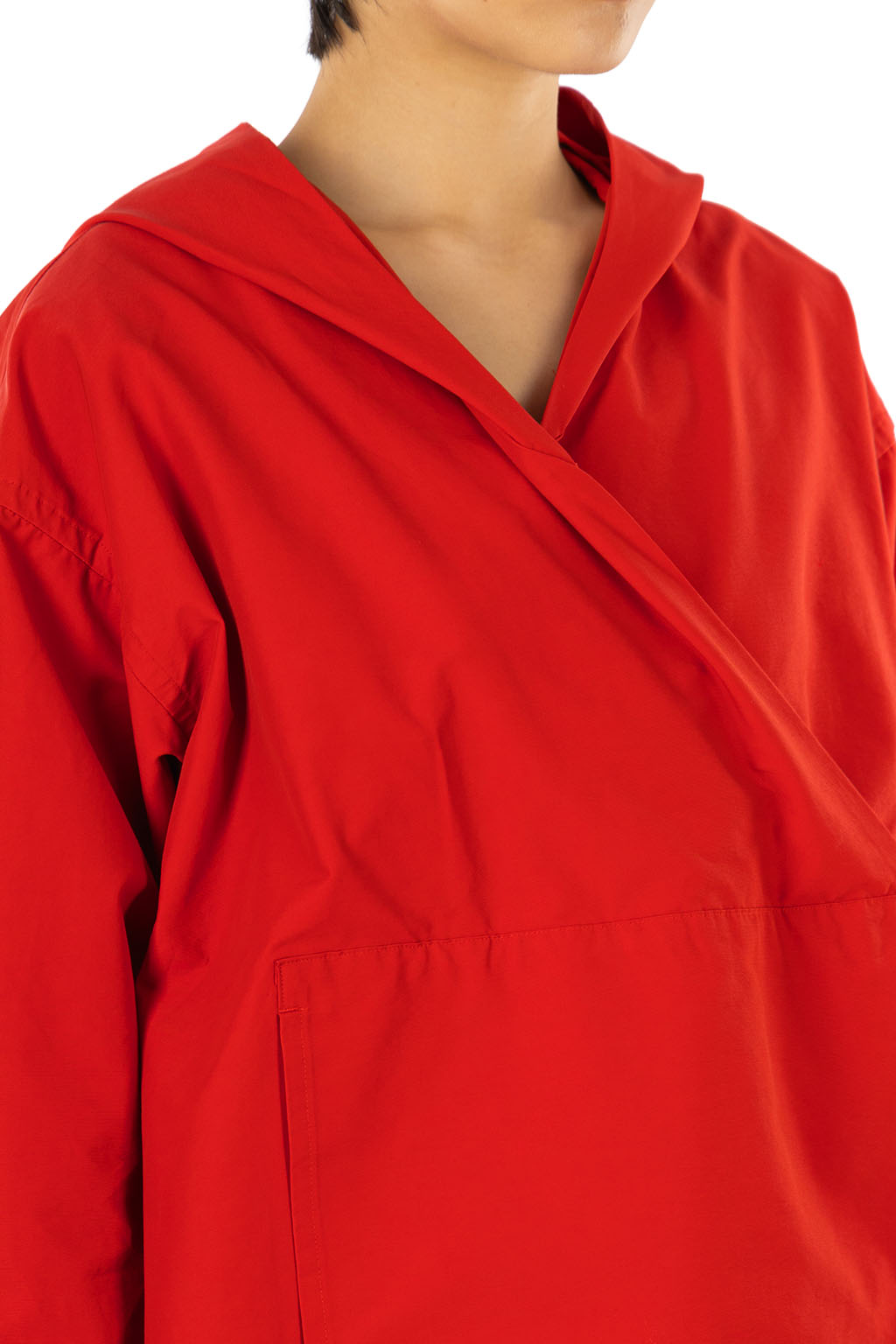 Tigre Brocante - Cotton Nylon Light Fold-Up Hooded Shirt - Red