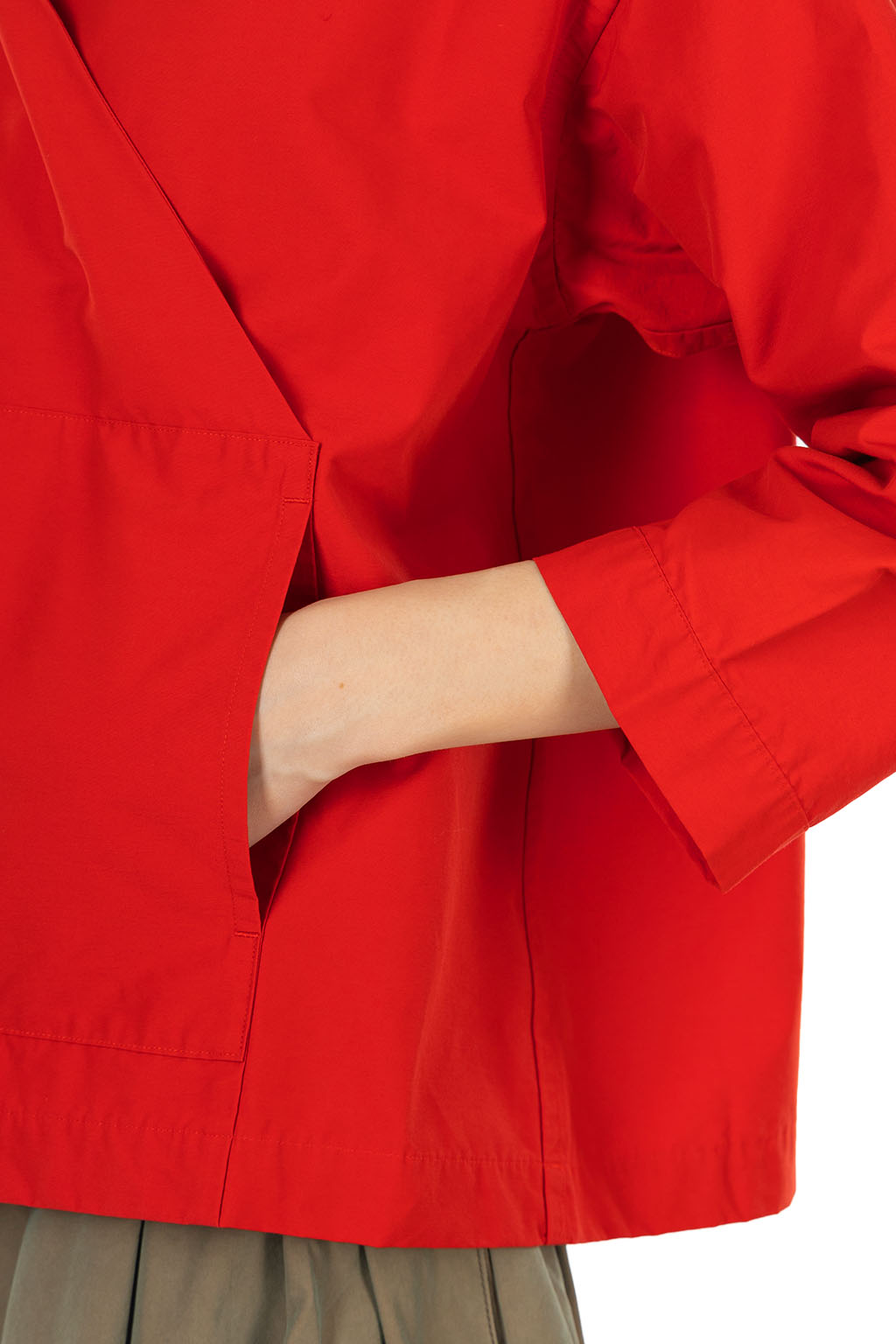 Tigre Brocante - Cotton Nylon Light Fold-Up Hooded Shirt - Red