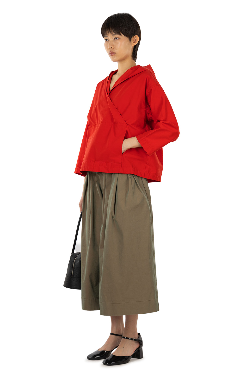 Tigre Brocante - Cotton Nylon Light Fold-Up Hooded Shirt - Red