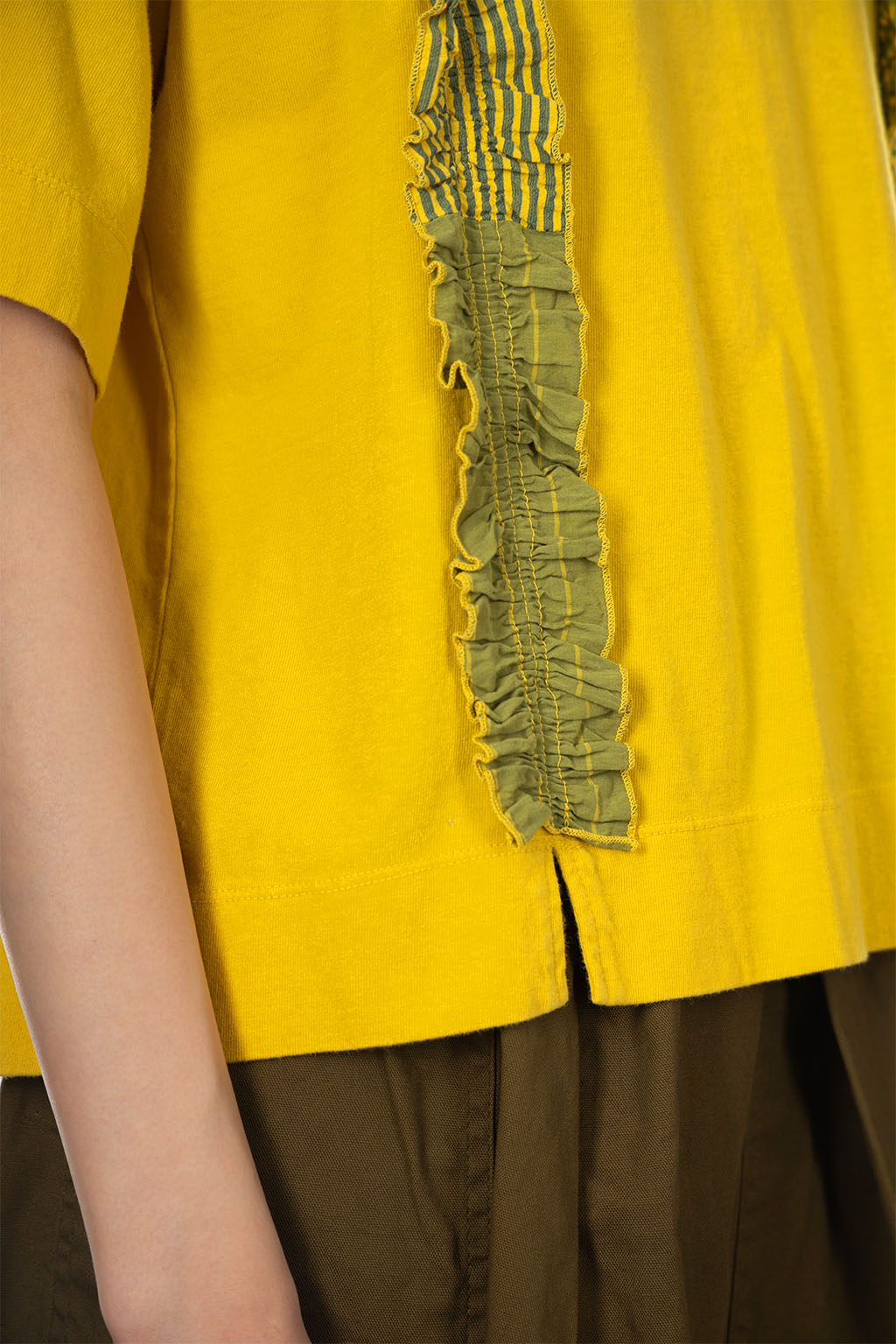 Tigre Brocante - Jersey 2-Line Ruffle SS T-Shirt-Yellow