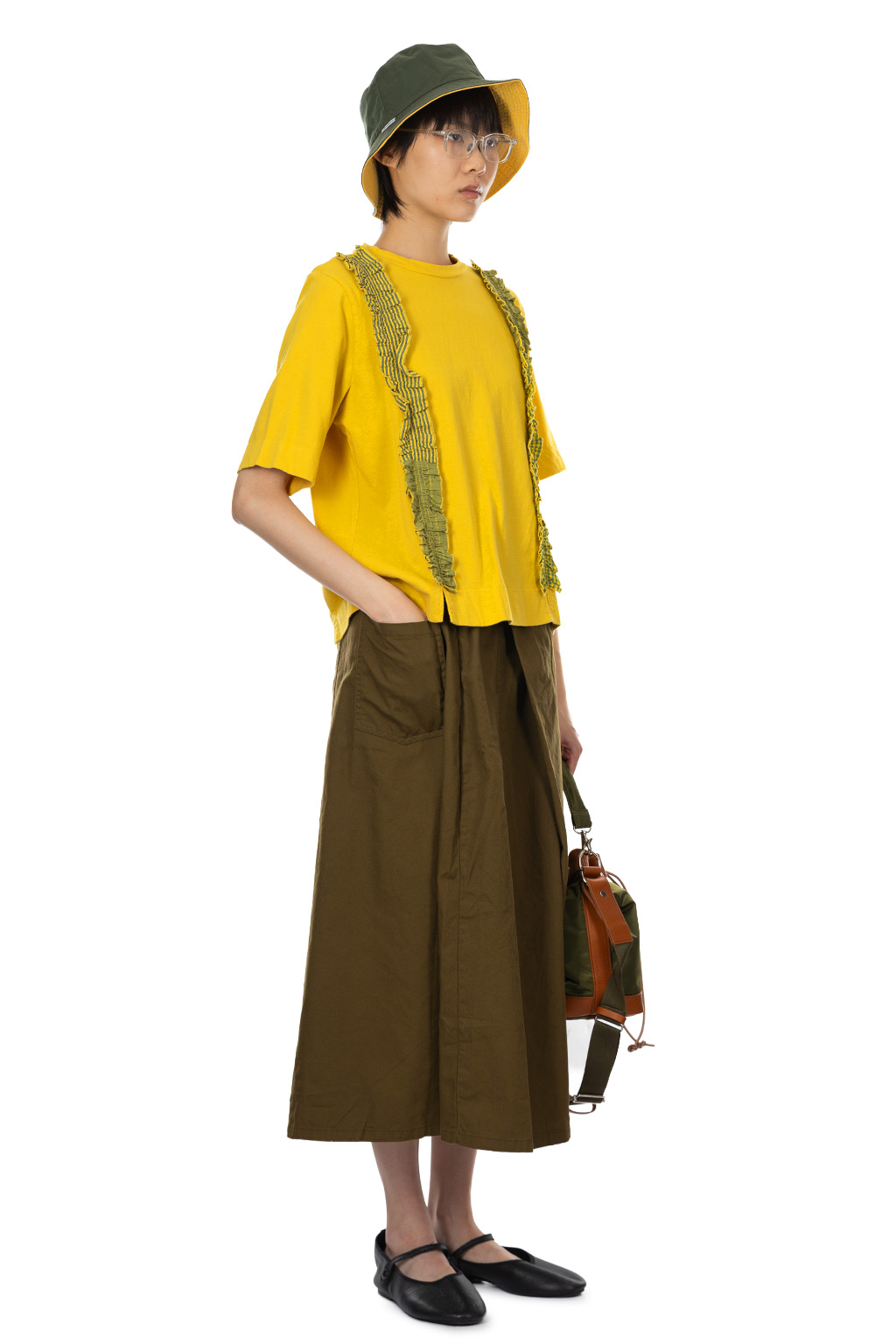 Tigre Brocante - Jersey 2-Line Ruffle SS T-Shirt-Yellow