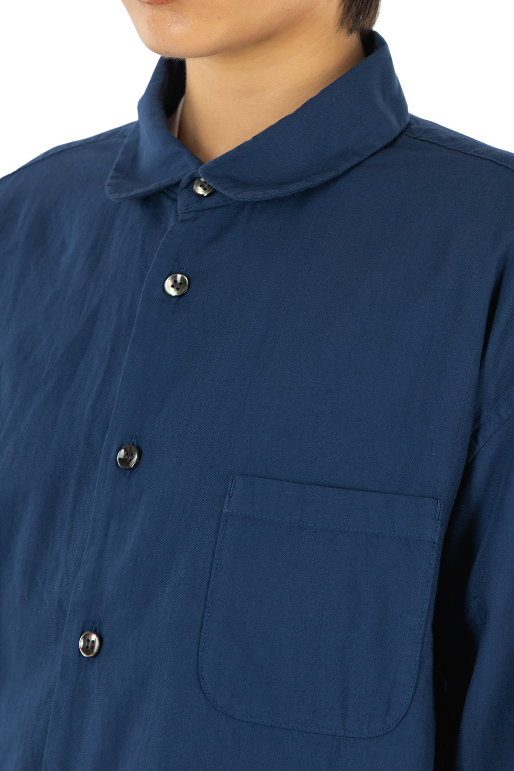 Tigre Brocante - Organic Twill Round Collar Venice Beach Shirt - Navy