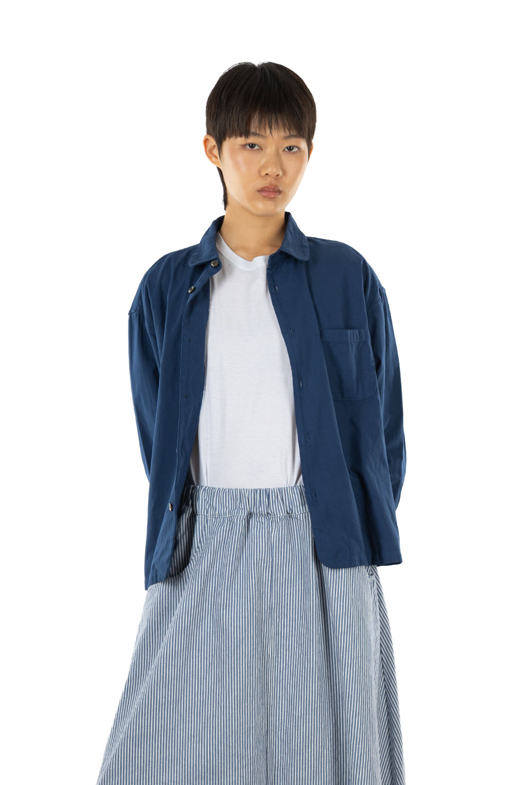 Tigre Brocante - Organic Twill Round Collar Venice Beach Shirt - Navy
