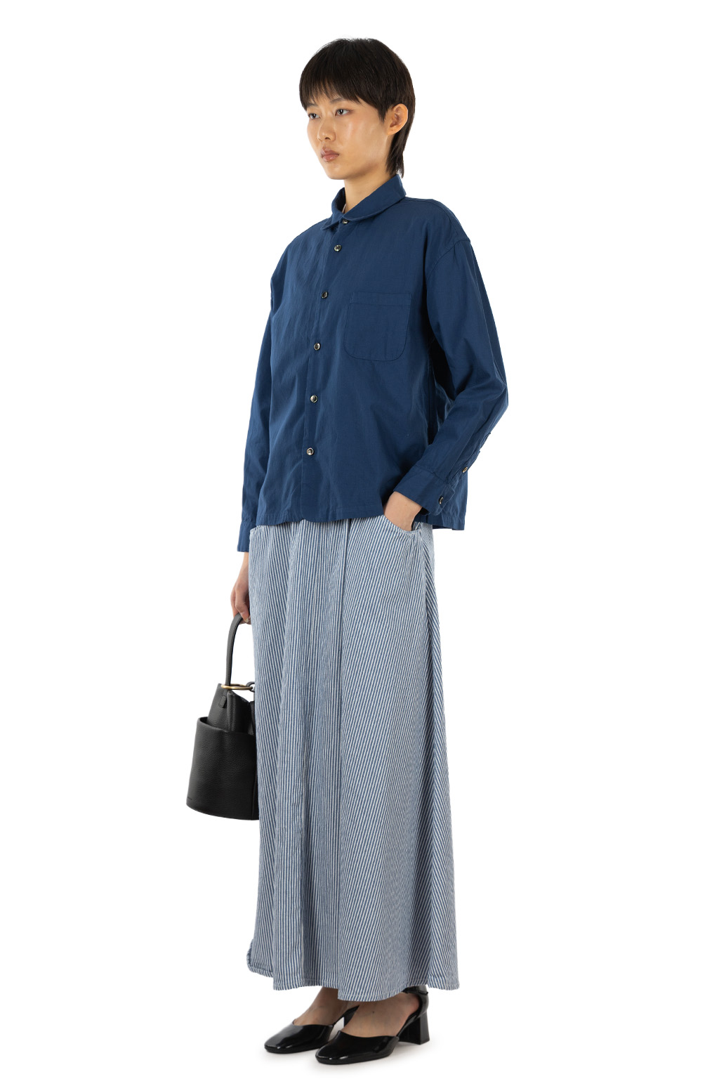 Tigre Brocante - Organic Twill Round Collar Venice Beach Shirt - Navy