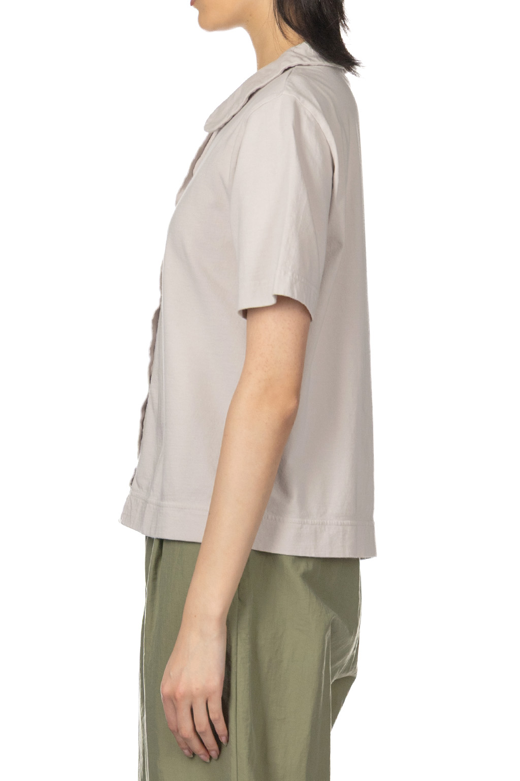 Tigre Brocante - Round Collar Open Polo Shirt - Oyster