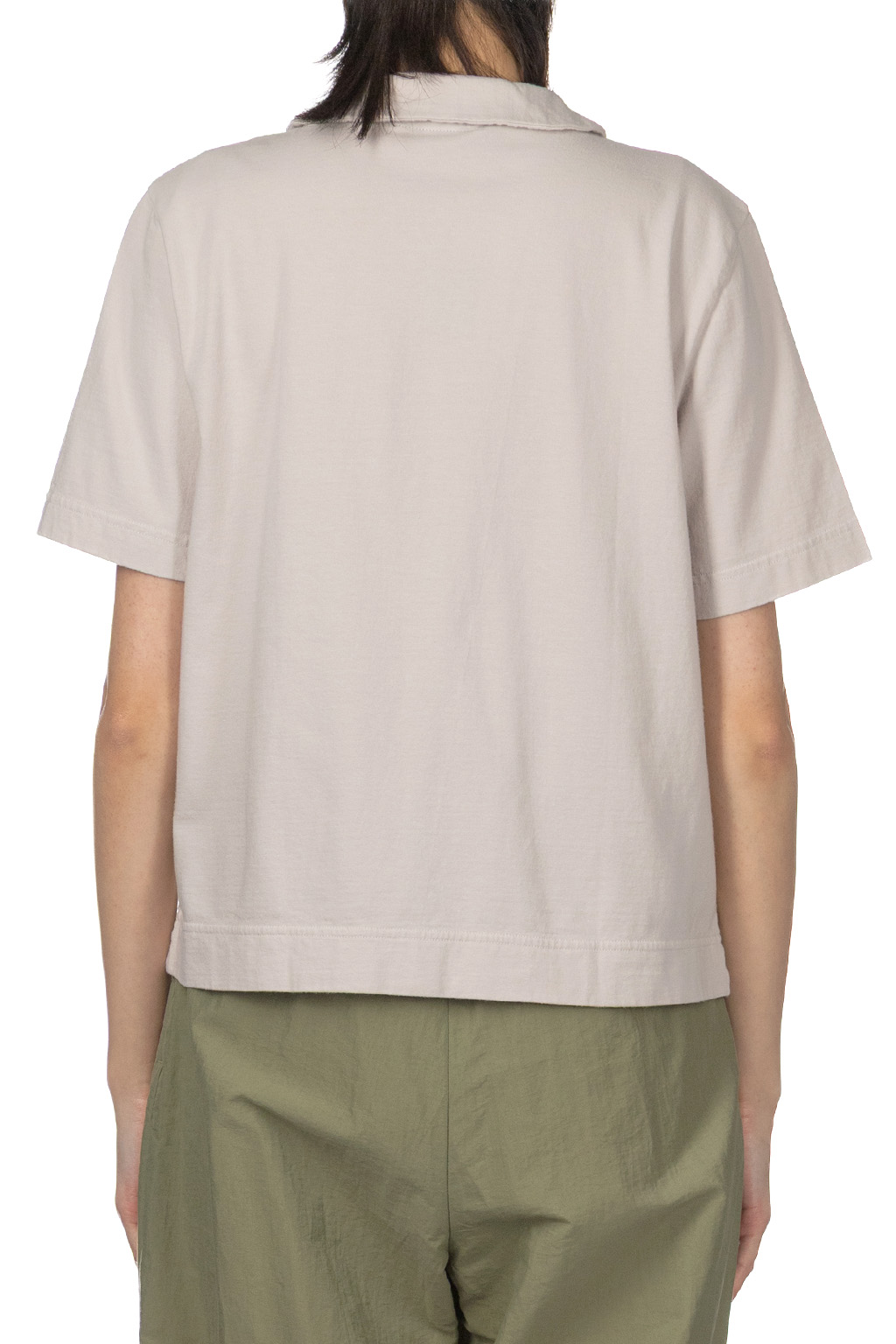 Tigre Brocante - Round Collar Open Polo Shirt - Oyster