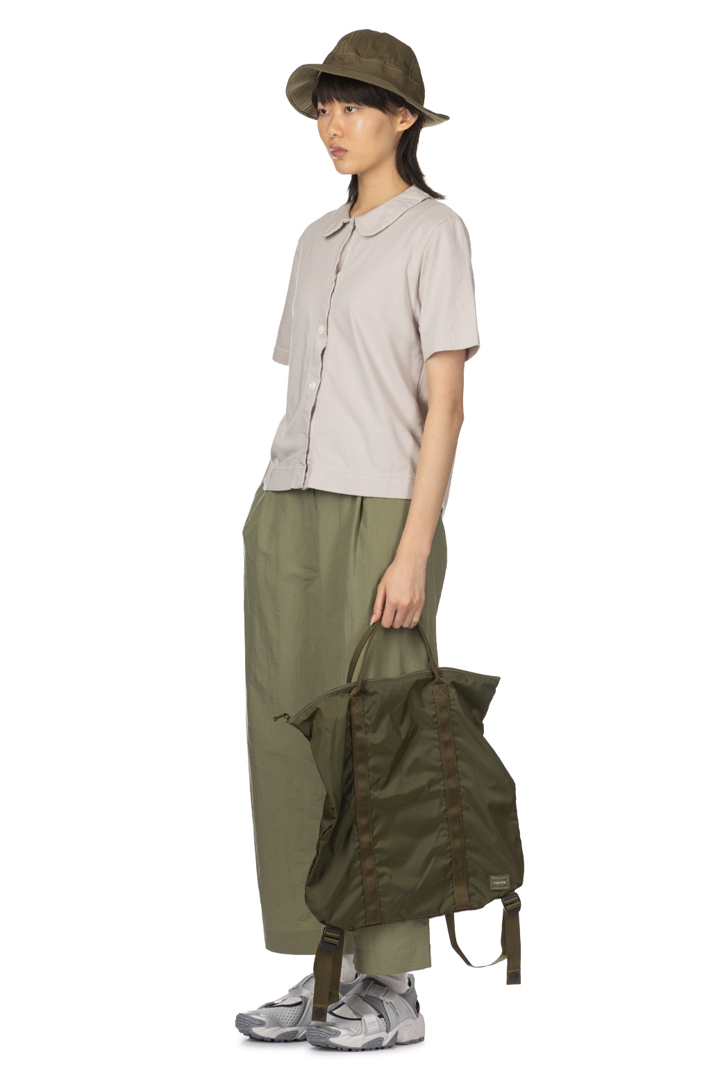 Tigre Brocante - Round Collar Open Polo Shirt - Oyster