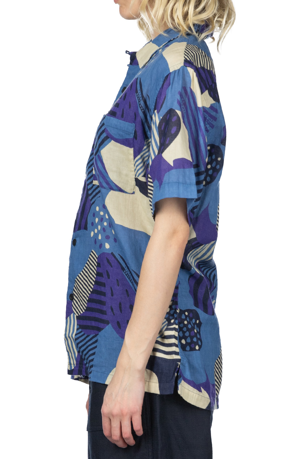 Tigre Brocante - W Gauze Flower Shirt - Blue