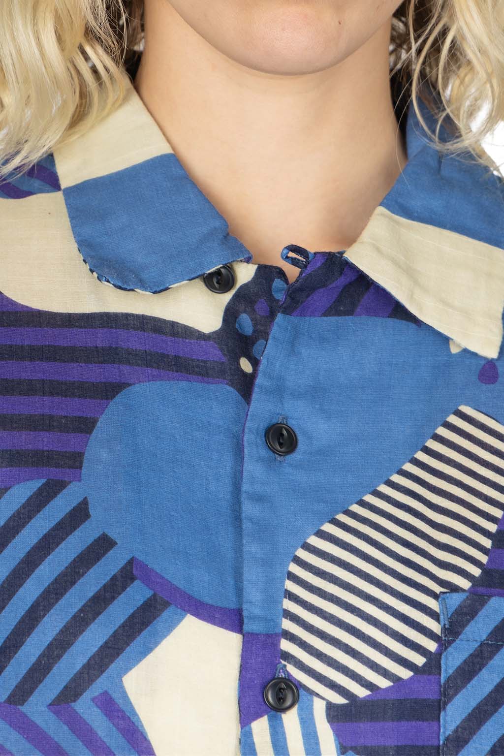 Tigre Brocante - W Gauze Flower Shirt - Blue