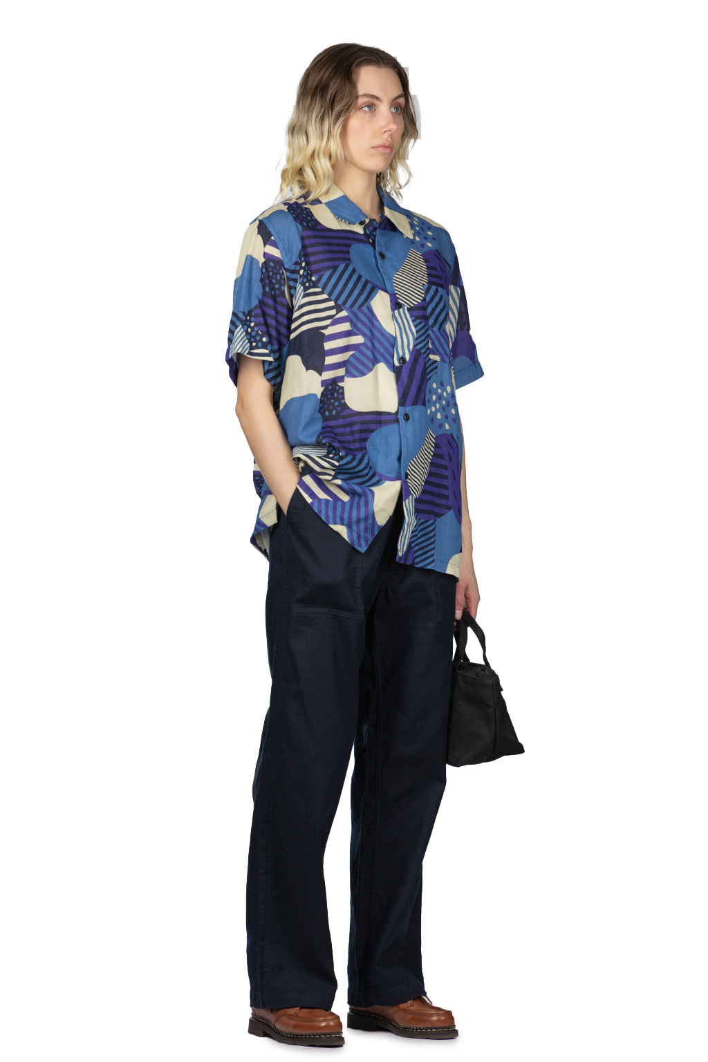 Tigre Brocante - W Gauze Flower Shirt - Blue