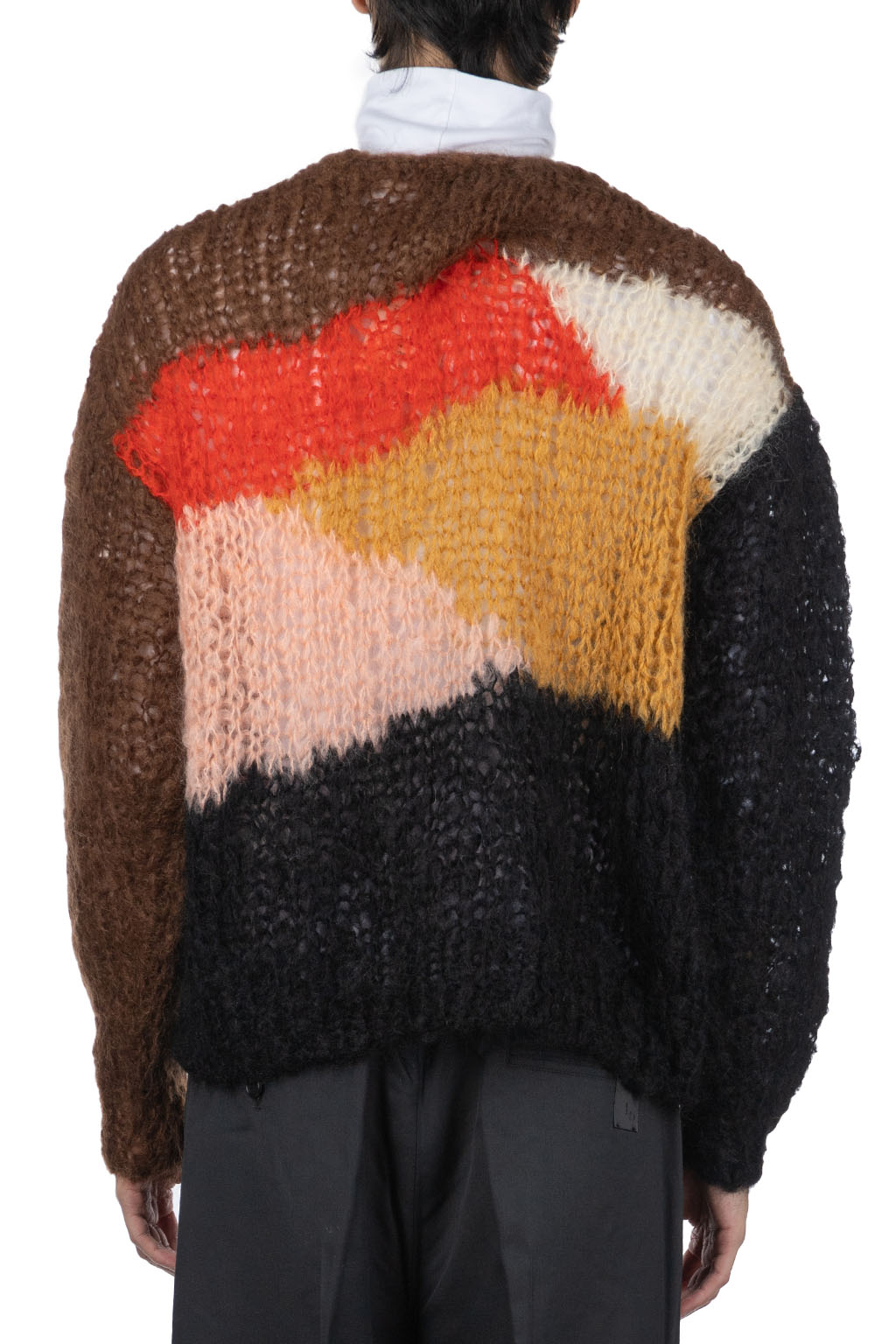 UNUSED - Mohair and Wool Men Cardigan - Brown Multi