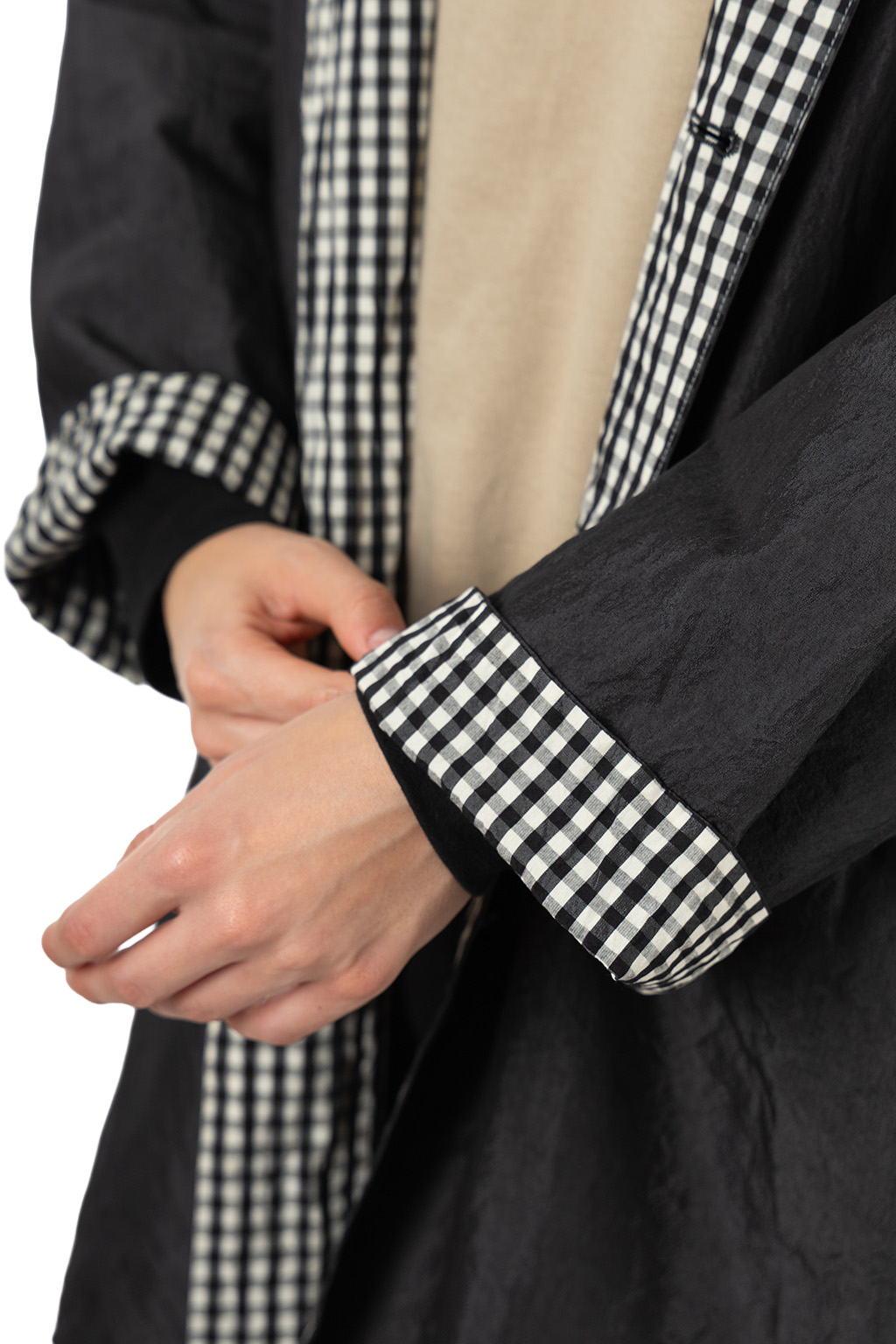 Veritecoeur - Box Half Coat - Black x Black Check