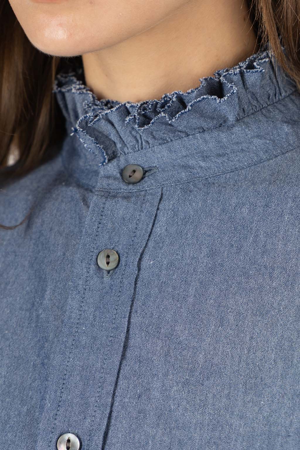 Veritecoeur - Gathered Frill Shirt - Dungaree