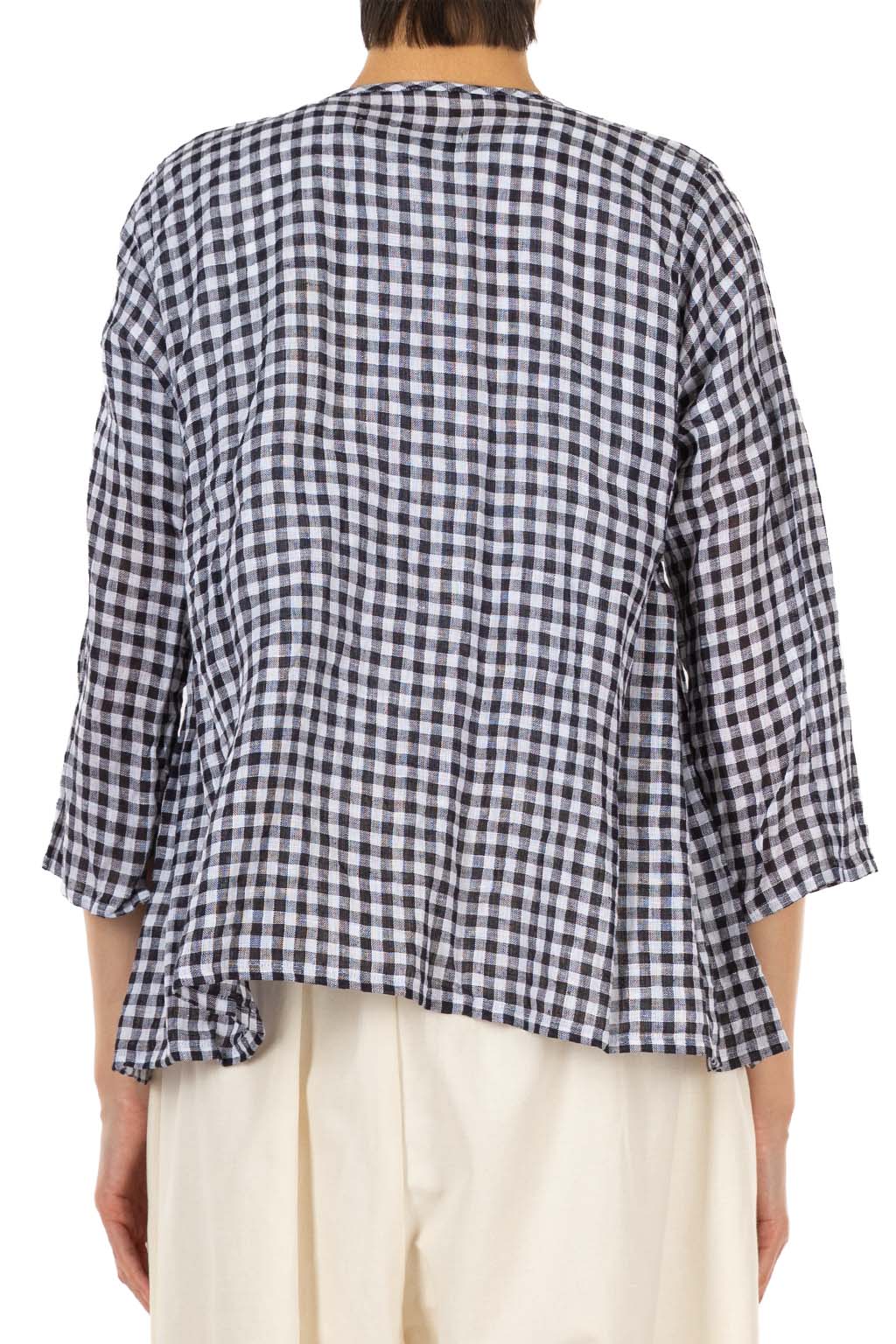 Veritecoeur - Gingham Check Wrap Blouse - Black Check