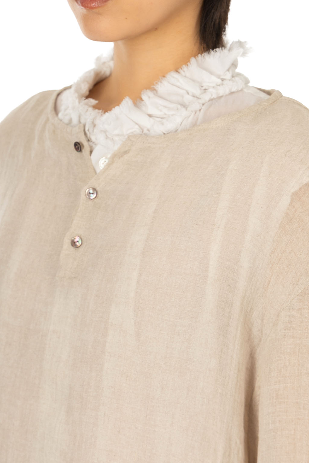 Veritecoeur - Linen 3-Button Pullover - Kinari