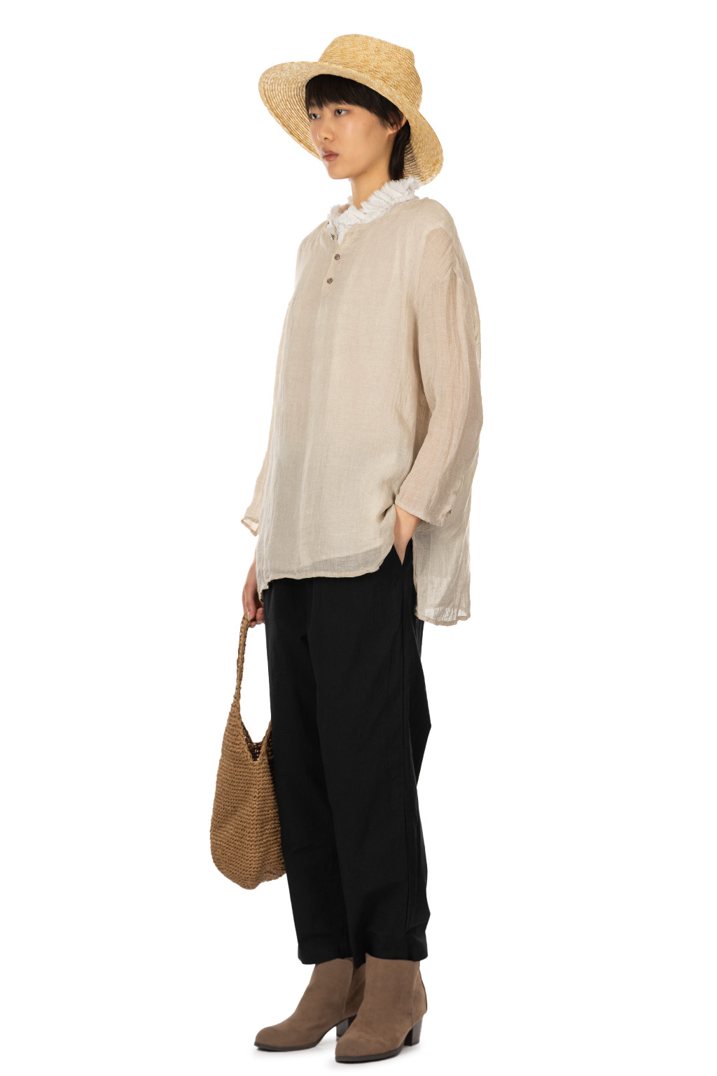 Veritecoeur - Linen 3-Button Pullover - Kinari