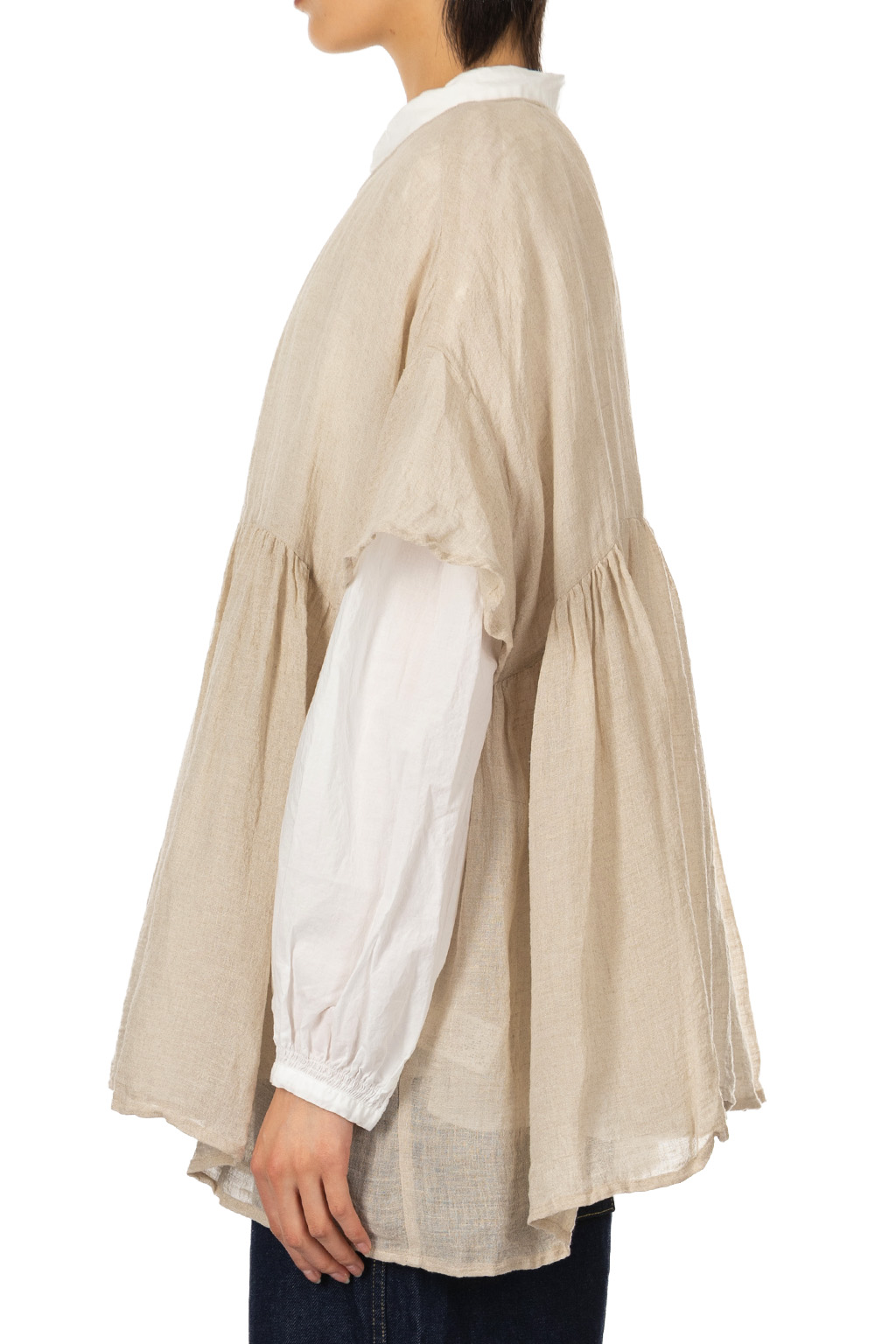 Veritecoeur - Linen Gathered Pullover - Kinari