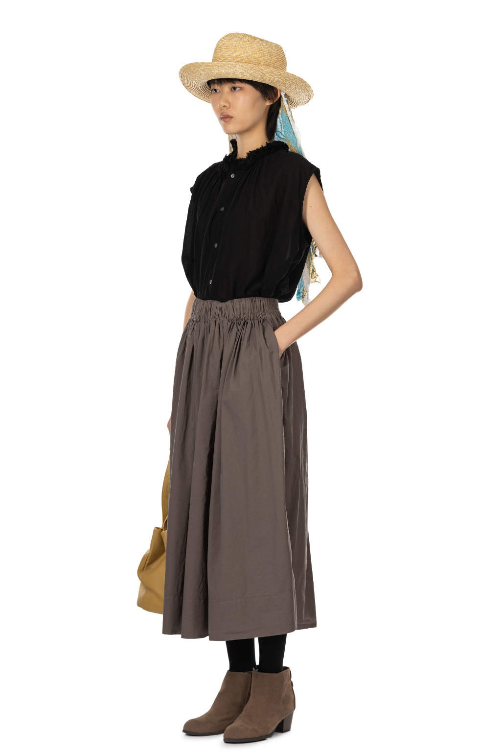 Veritecoeur - Shirred Skirt - Gray