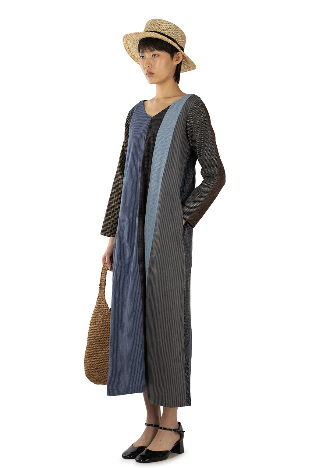 VISVIM - V-Neck Long Dress Santome P.W. W - Navy