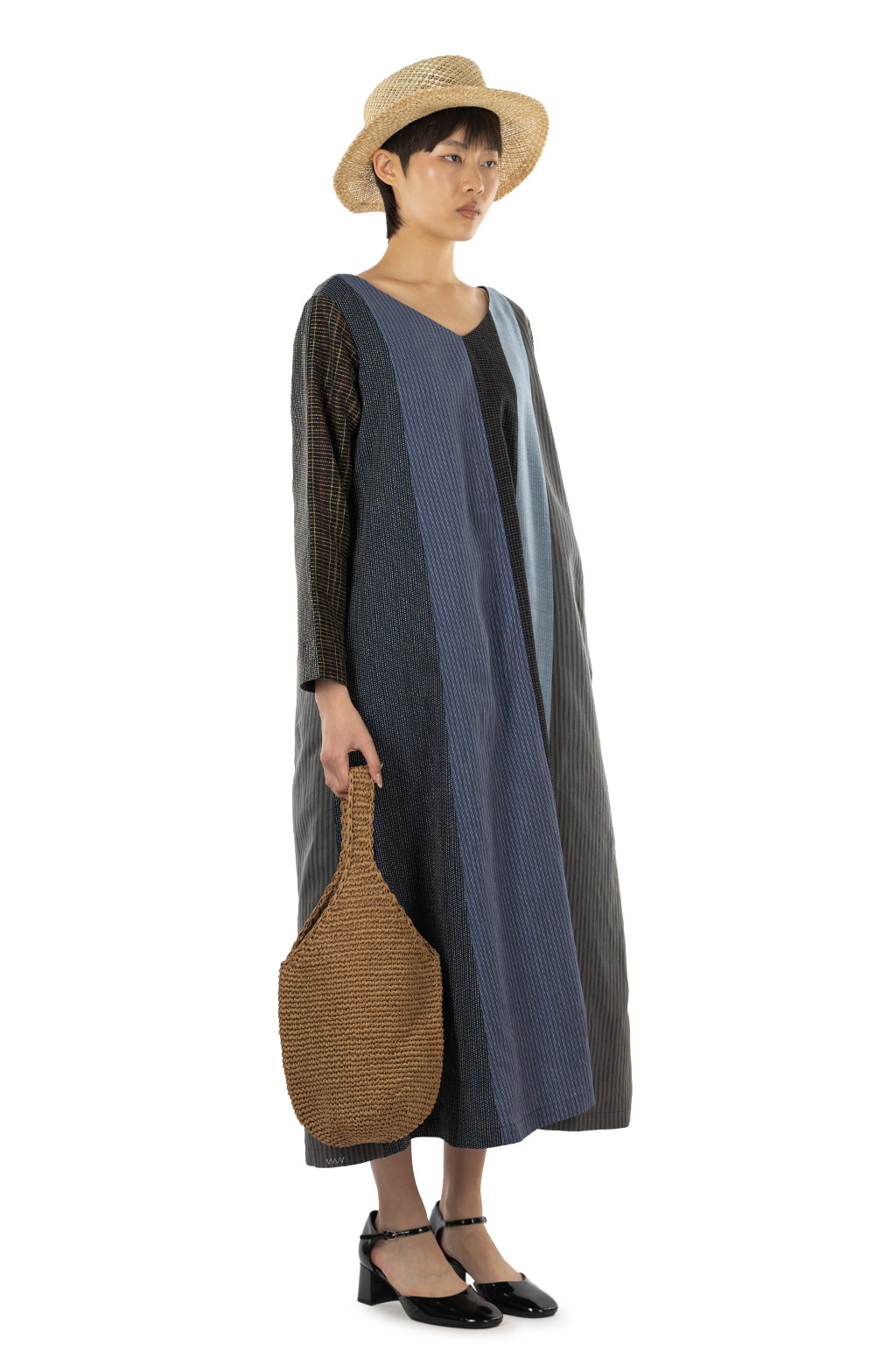 VISVIM - V-Neck Long Dress Santome P.W. W - Navy