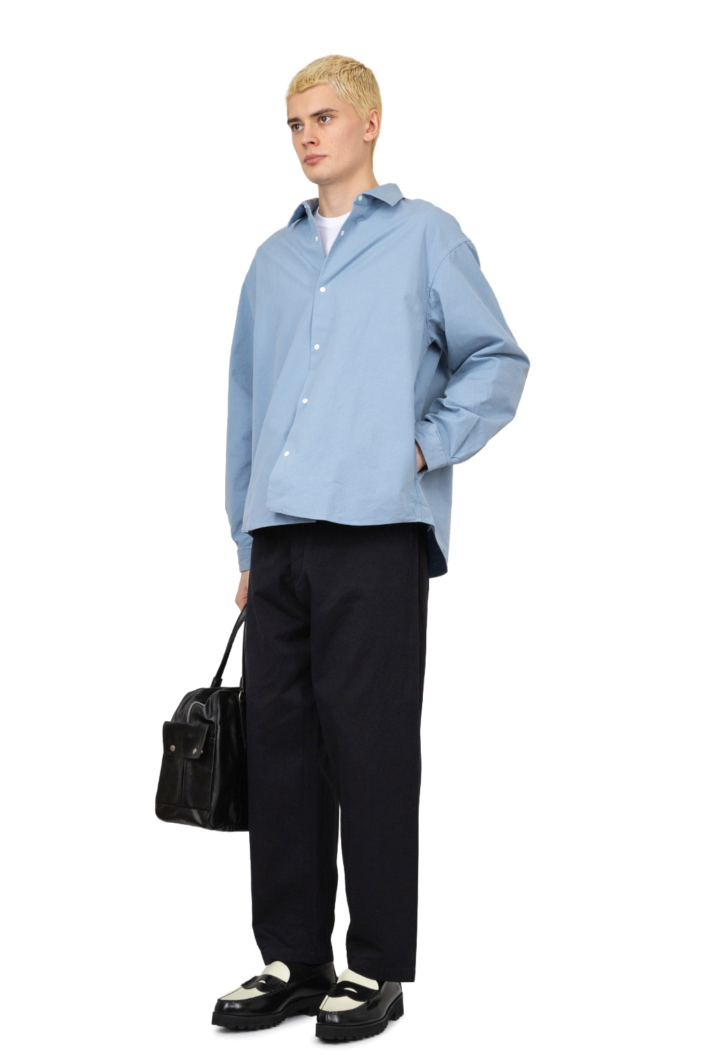 YAECA - Chino Cloth Trousers Wide Tapered - Navy 72