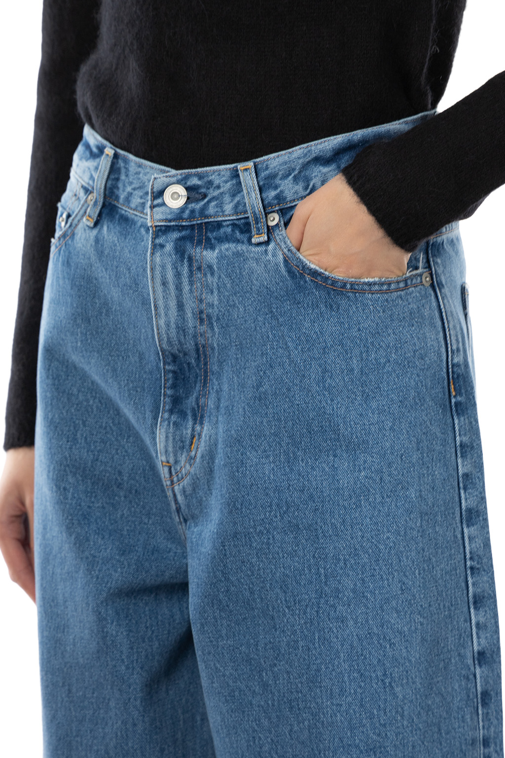 YLEVE - 13.5oz Denim High Waist Wide Pants - Indigo