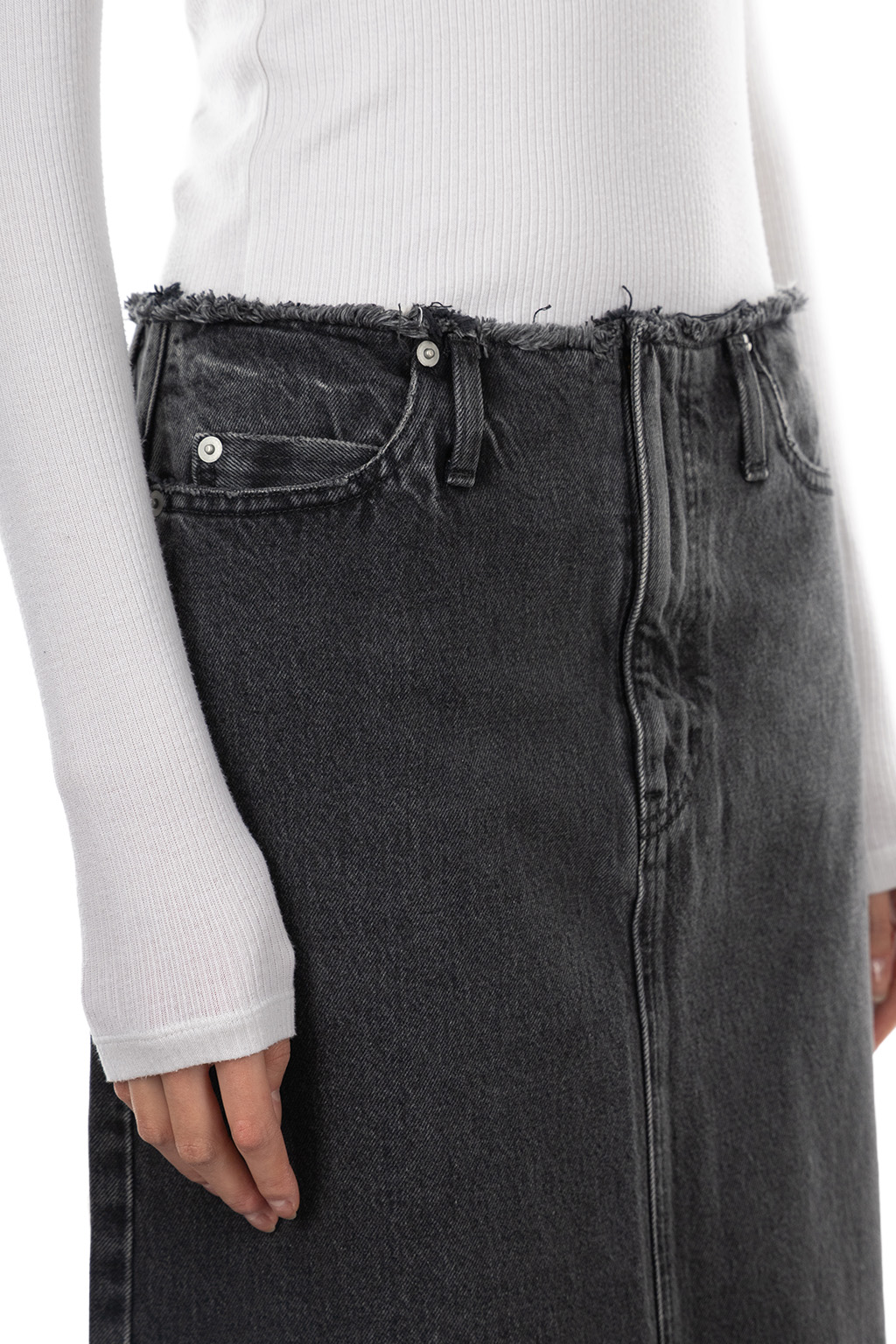 YLEVE - 13.5oz Denim Skirt - Charcoal