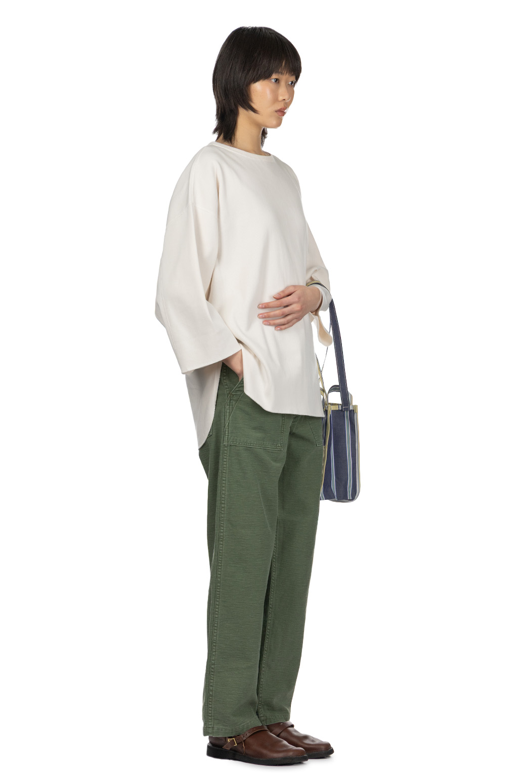 YLEVE - Cotton Rib Pullover Big - Sax