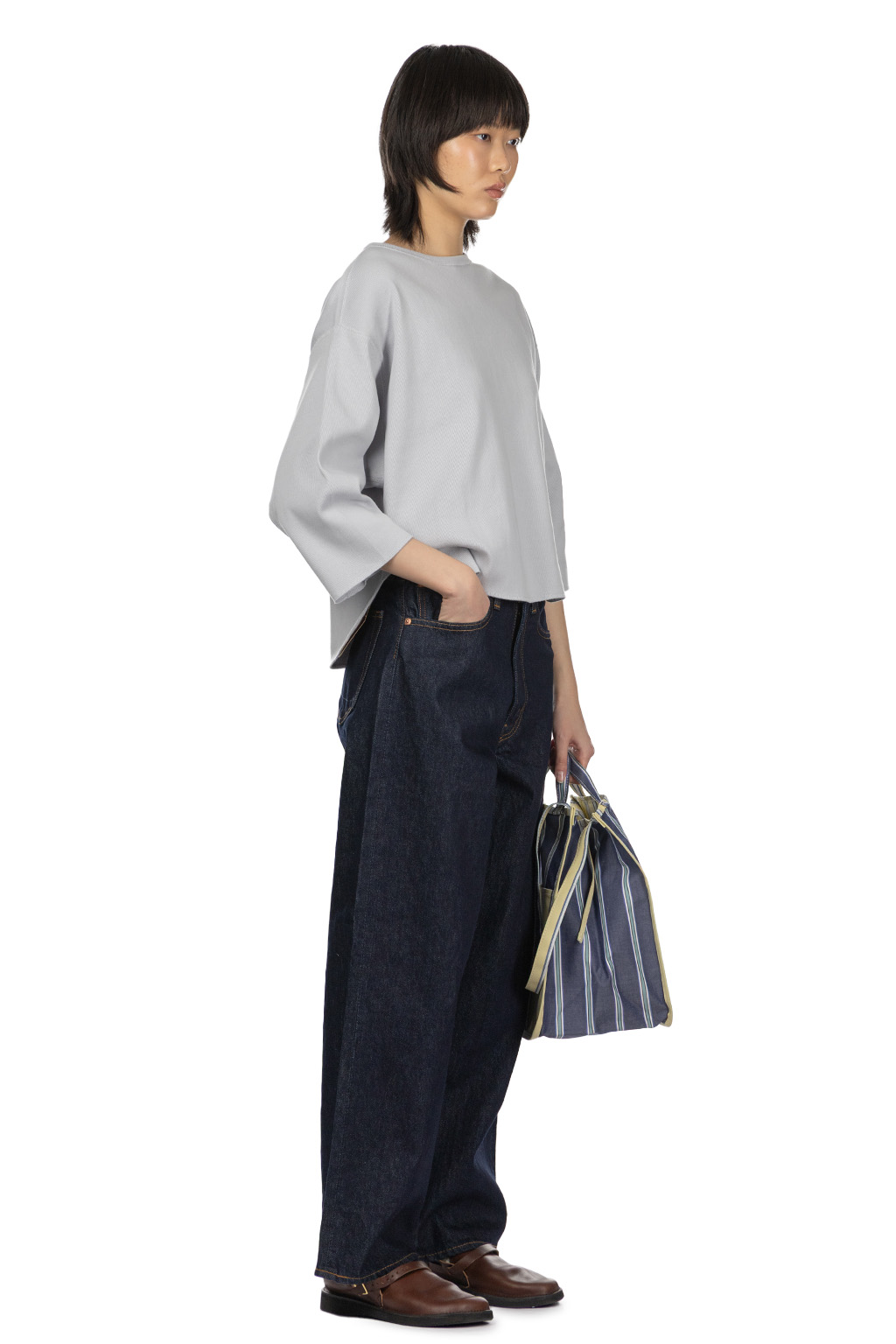 YLEVE - Cotton Rib Pullover - Sax