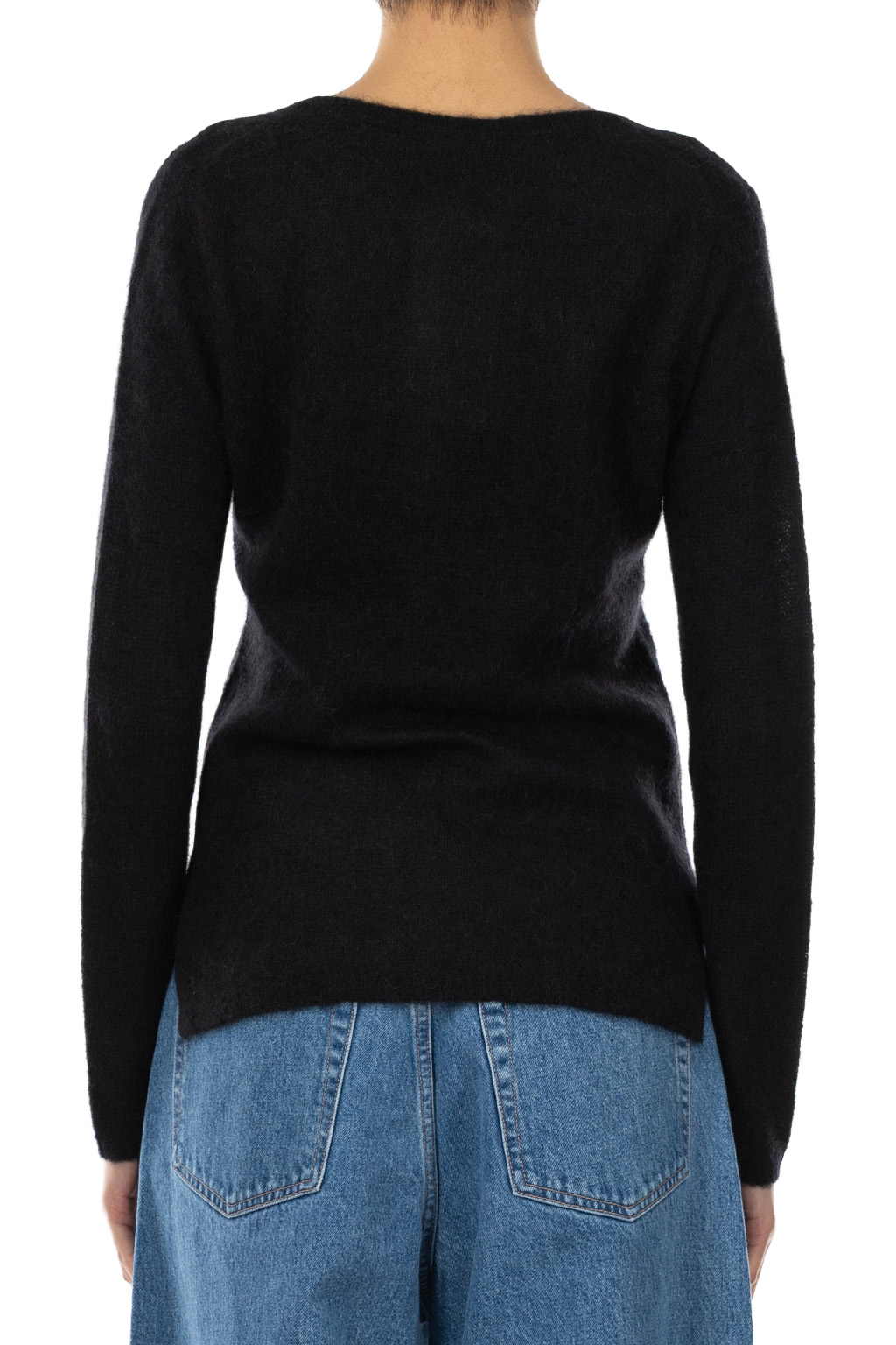 YLEVE - Fairy Alpaca Knit Henley Neck Sweater - Black