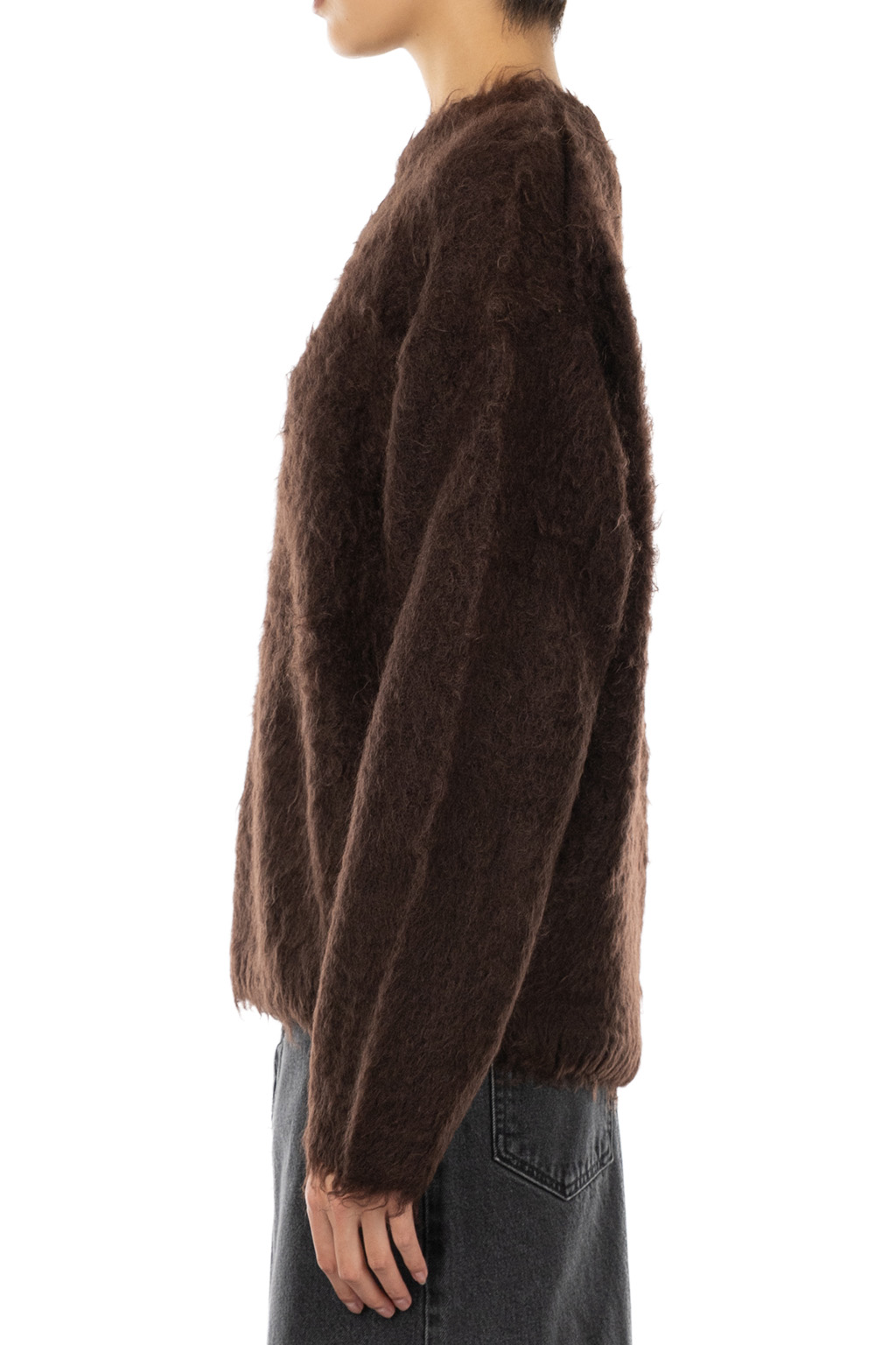 YLEVE - Mohair Napping Knit Pullover - Brown
