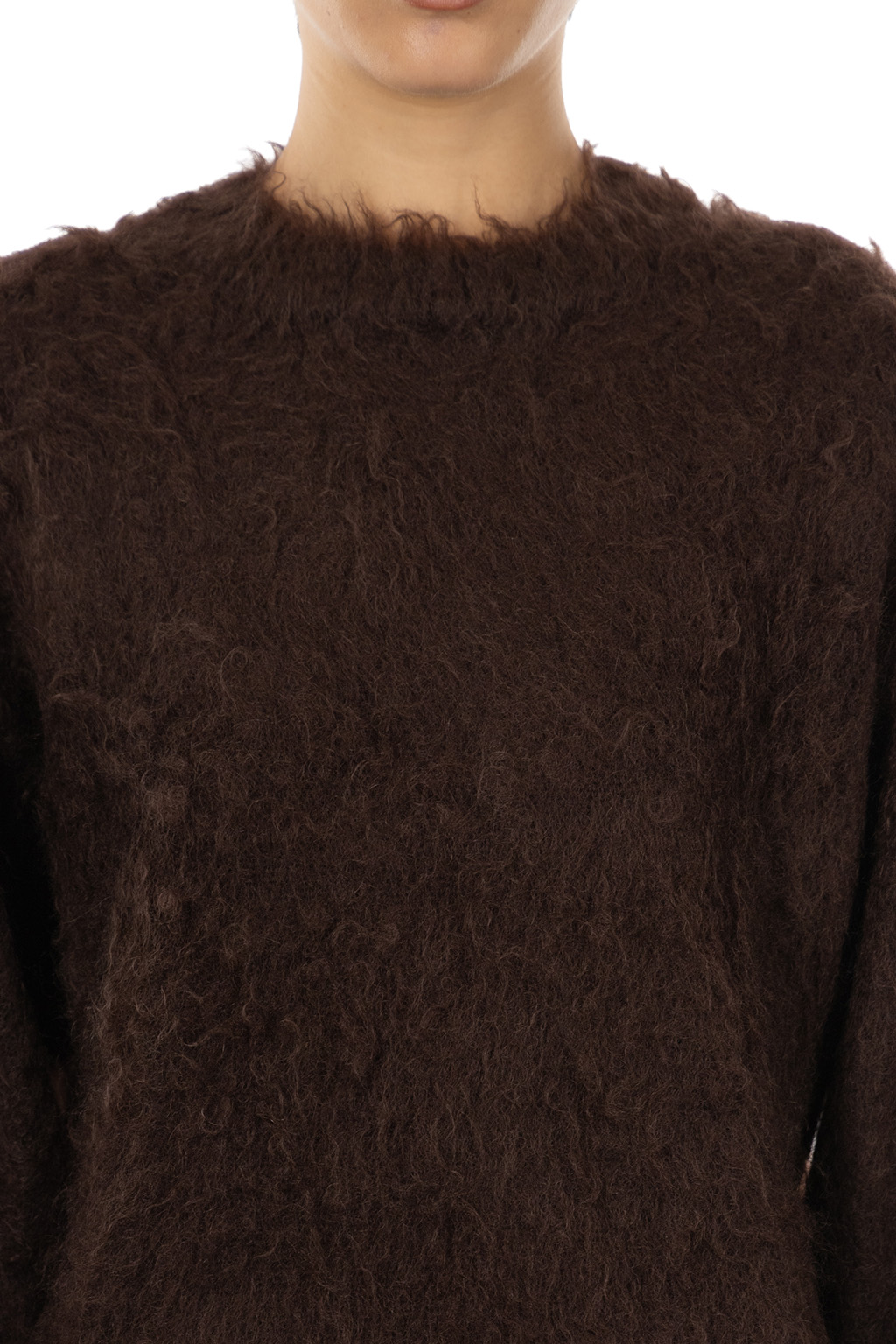 YLEVE - Mohair Napping Knit Pullover - Brown