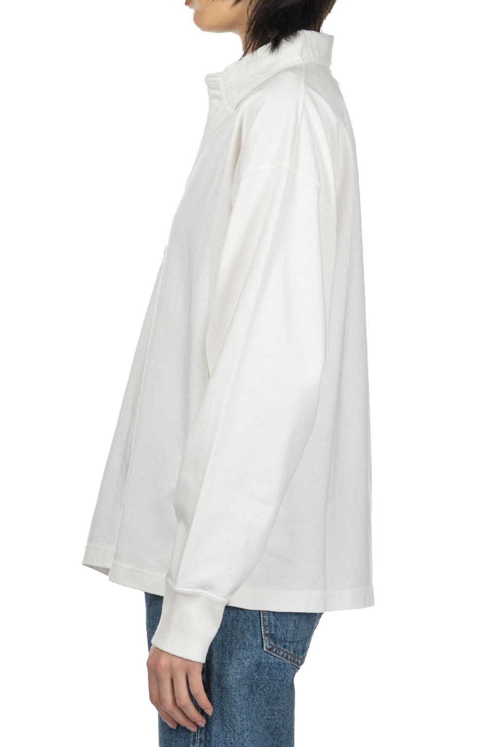 YLEVE - Open End Cotton Pigment Dye Skipper Pullover-White
