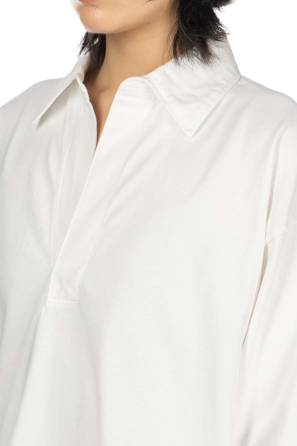 YLEVE - Open End Cotton Pigment Dye Skipper Pullover-White