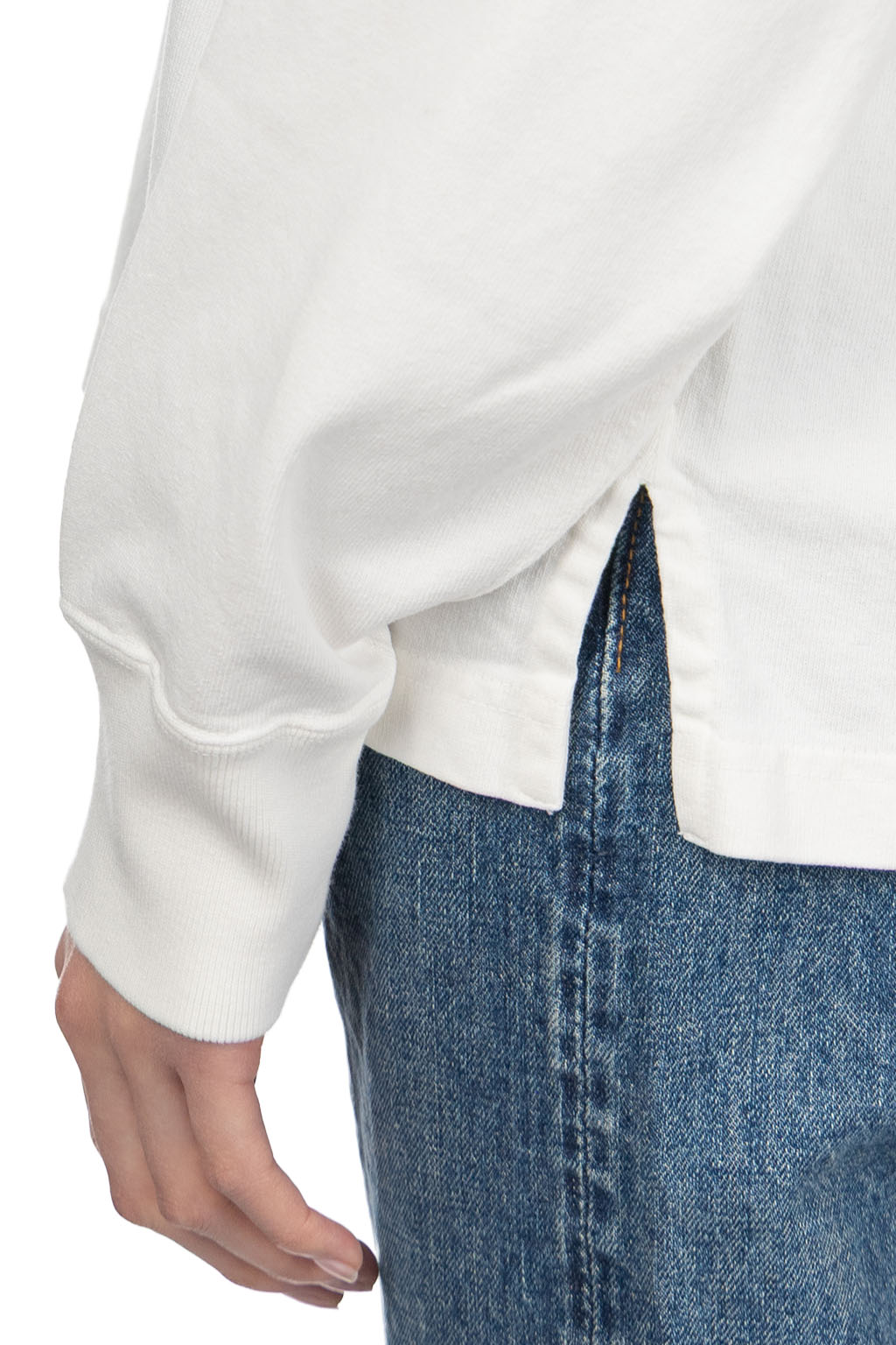 YLEVE - Open End Cotton Pigment Dye Skipper Pullover-White