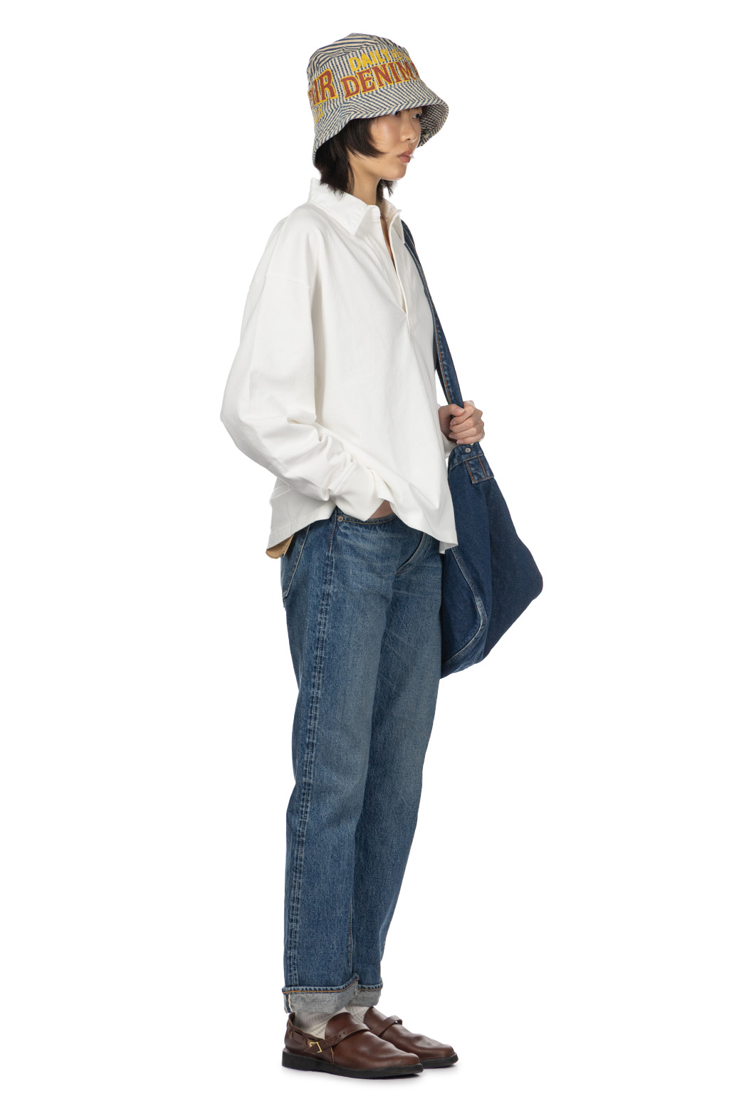 YLEVE - Open End Cotton Pigment Dye Skipper Pullover-White