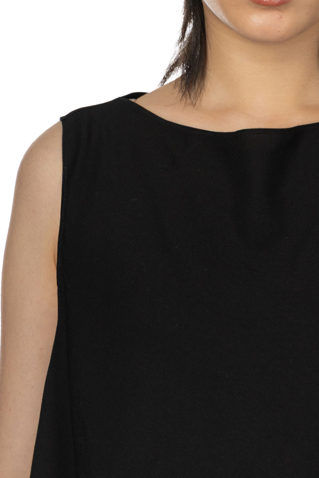 YLEVE - Tencel Gather One-Piece Dress - Black