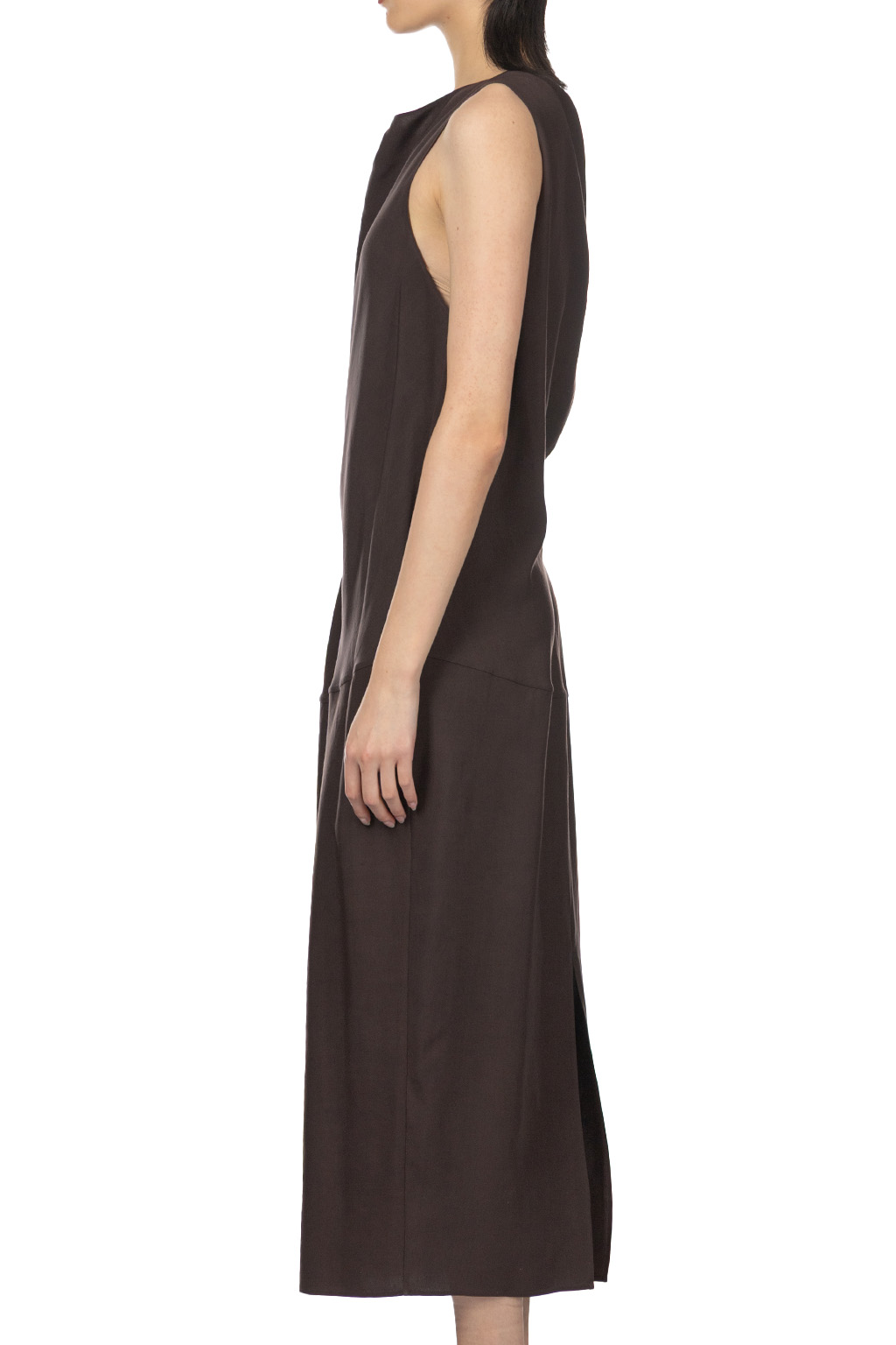 YLEVE - Tencel Gather One-Piece Dress - Burgundy