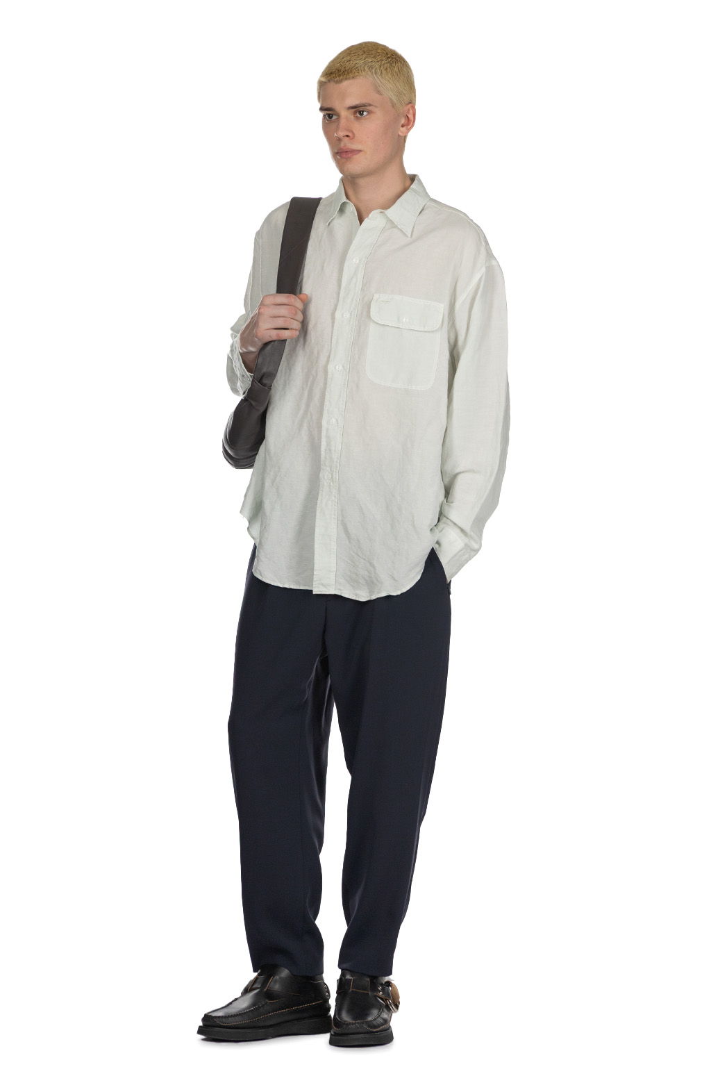 YLEVE - Viscose Linen Shirt - Sax