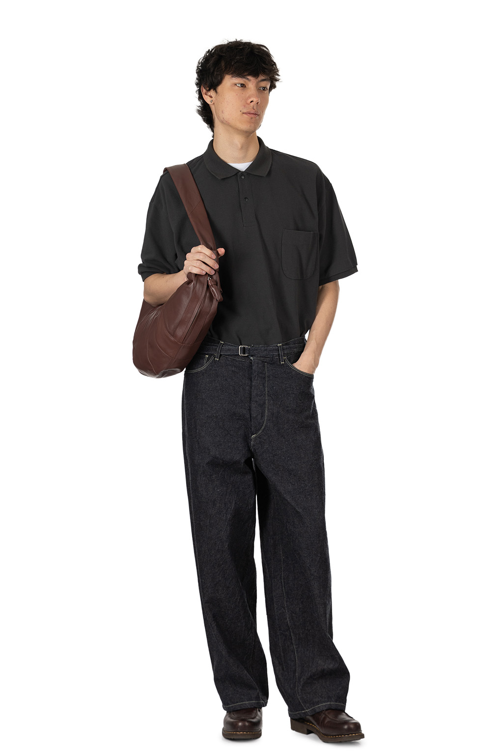 blurhms - 12.9oz Denim Bias Belted Pants - Indigo