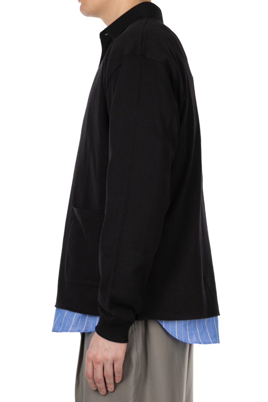 marka - Polo Collar Cashmere Jersey Shirt - Black