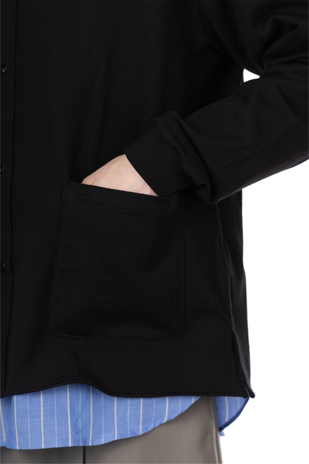 marka - Polo Collar Cashmere Jersey Shirt - Black