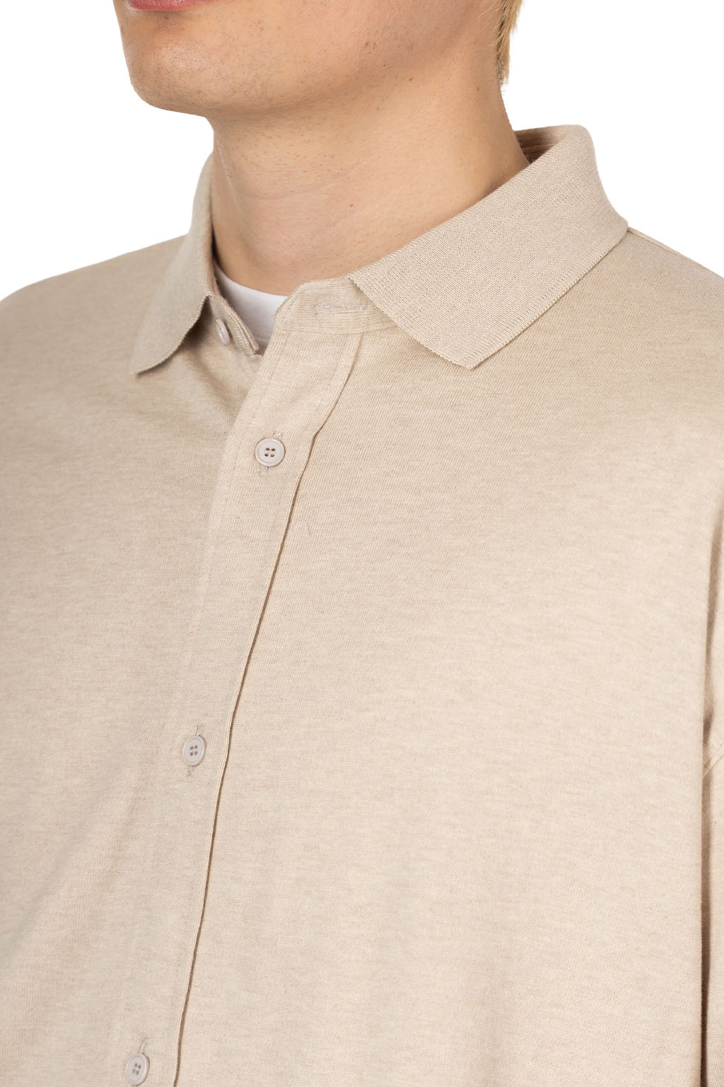 marka - Polo Collar Cashmere Jersey Shirt - Sand