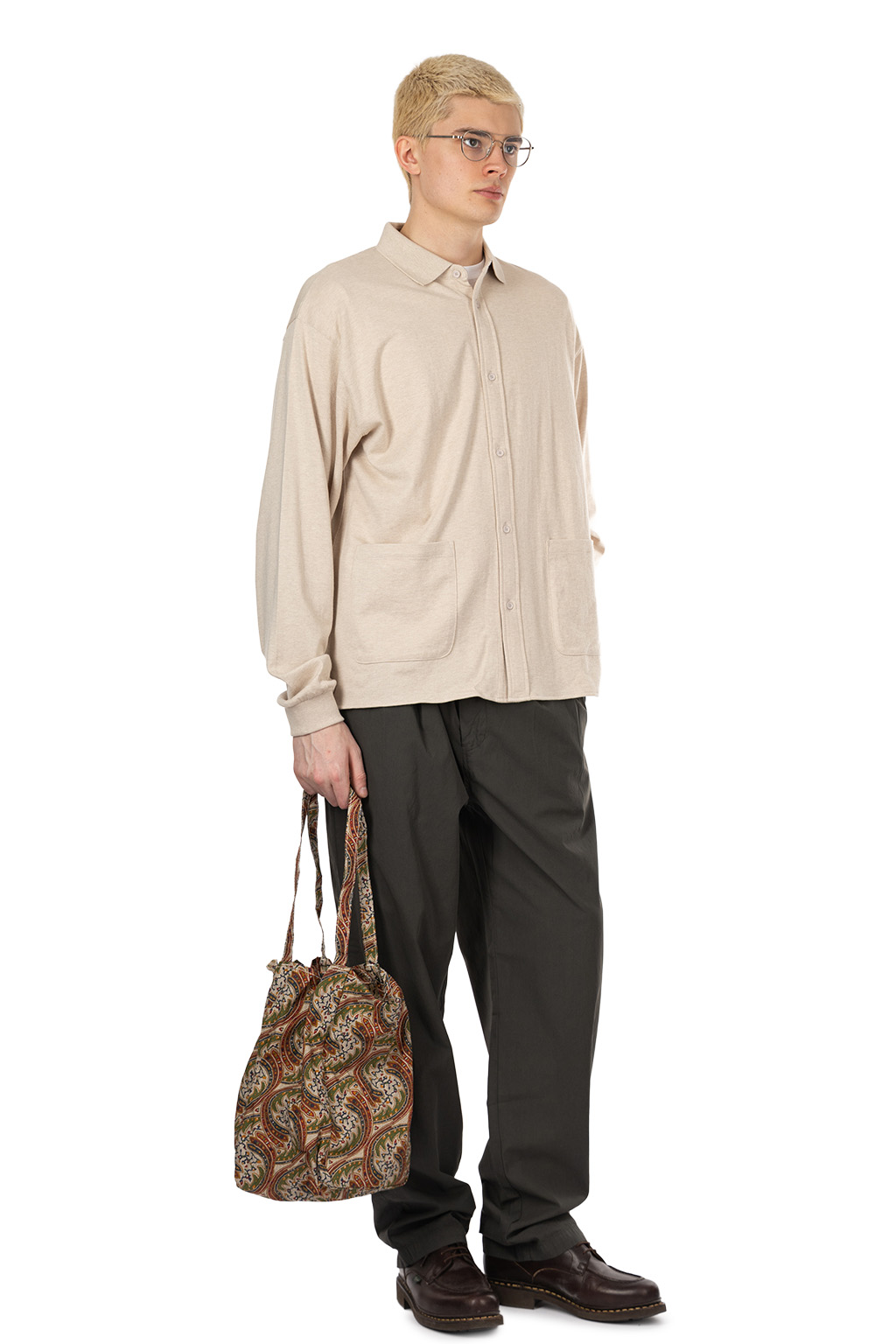 marka - Polo Collar Cashmere Jersey Shirt - Sand